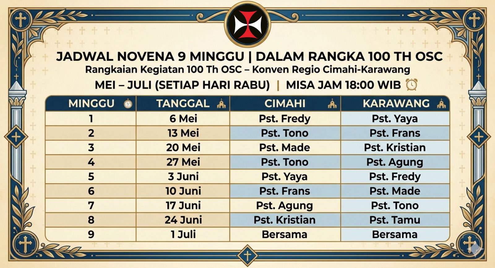 Jadwal Pekan Suci Paroki Kristus Raja Karawang